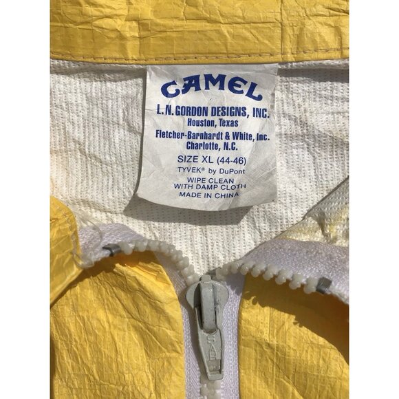 Vtg 90s Joe Camel Cigarettes Zip Advertising Jacket Yellow Promo Cigarettes L XL - Picture 6 of 16